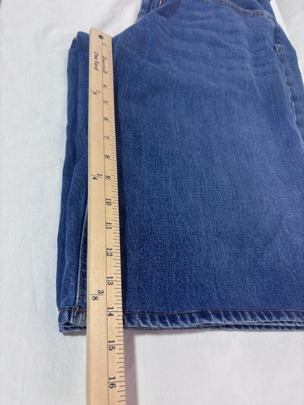 Old Navy Mid-Rise Baggy Wide-Leg Culotte Blue Denim Jeans Size Petite 12 NEW - Picture 13 of 14